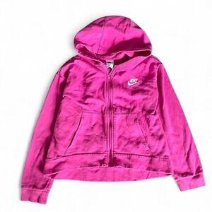 Nike Girls XL Hot Pink Full Zip Hoodie Fleece Logo Sweatshirt Y2K